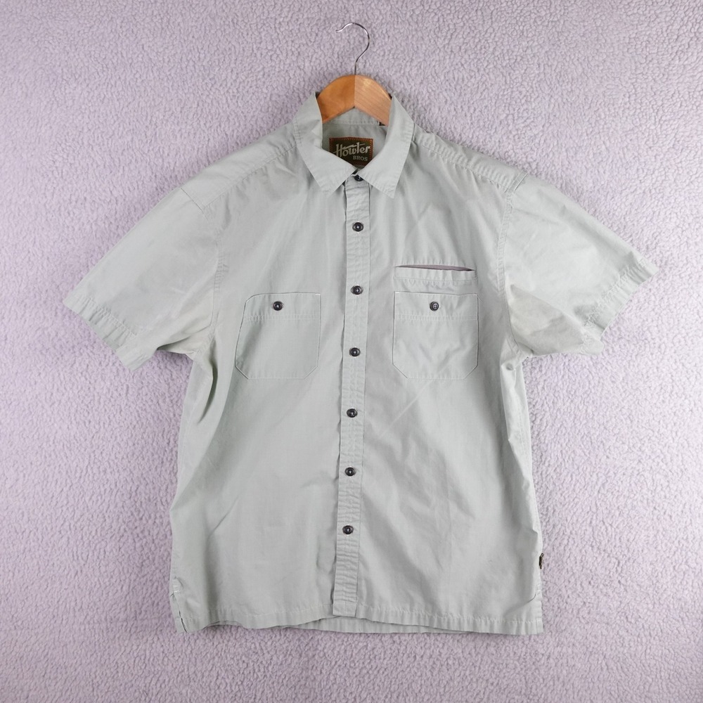 Howler Bros Mens Sage Green Short Sleeve Button Down Work Shirt Size M